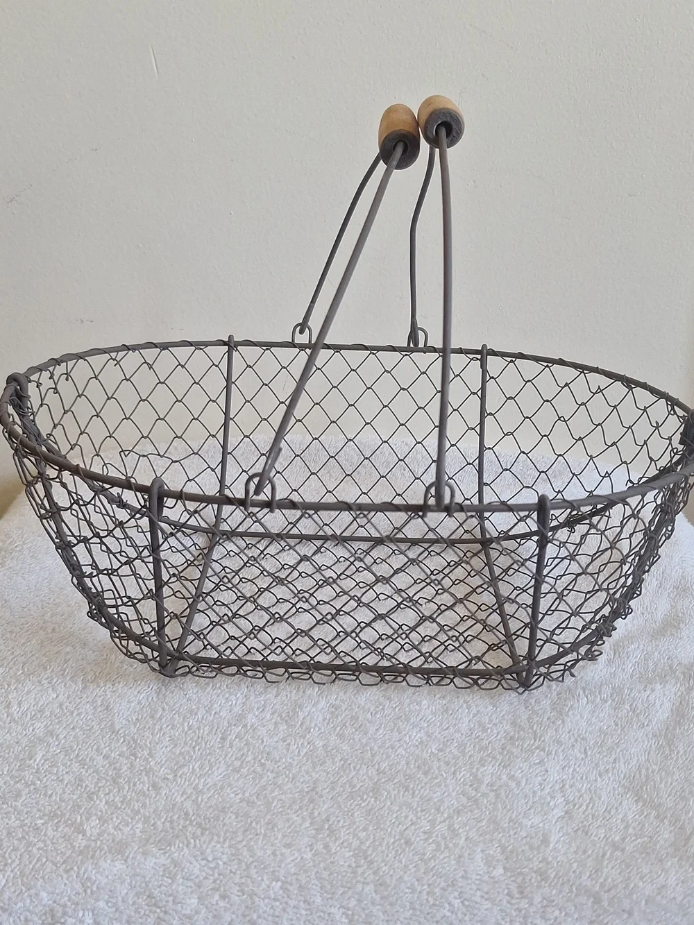 Early-20th Century Wire Egg Basket Cottagecore